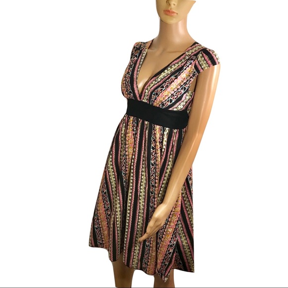 Derek Heart Dresses & Skirts - Cap Sleeve V-Neck Bright Pattern Derek Heart Dress